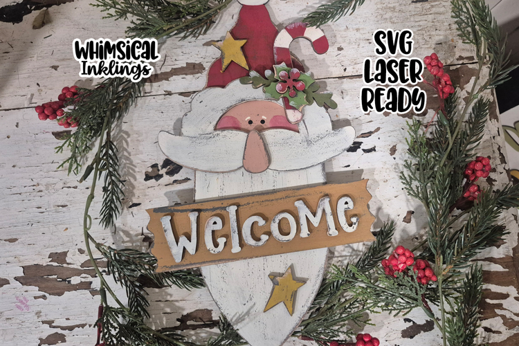 Grungy Prim Santa Sign Laser SVG