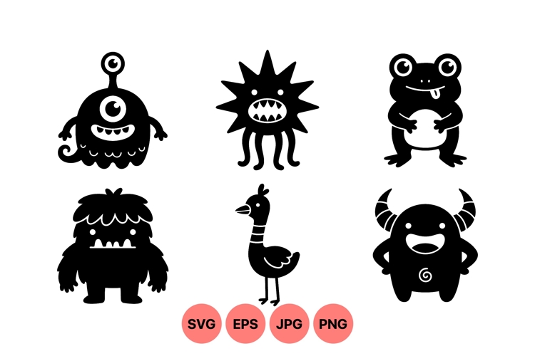 Cute Silhouette Monster Clipart Design