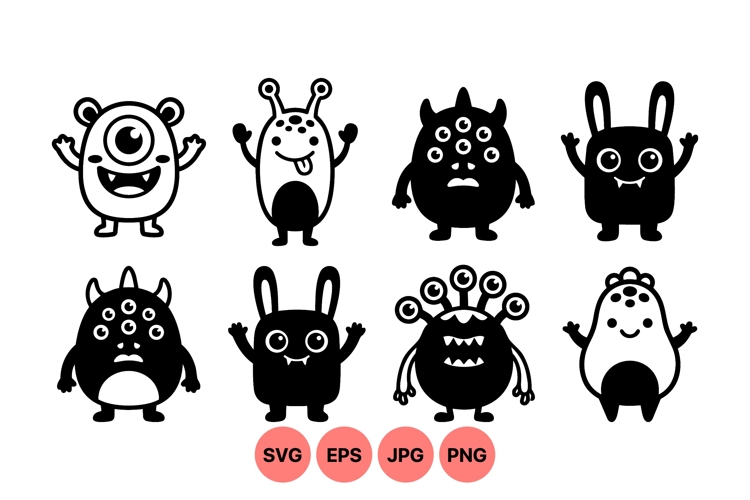 Cute Cartoon Monster Characters Svg Graphics