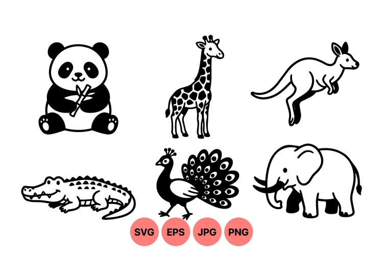 Black And White Animal Clipart Image 10
