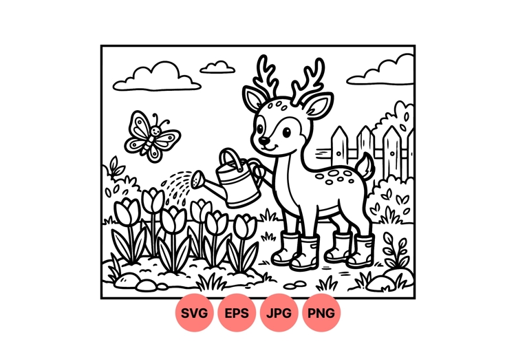 Deer Clipart Black And White Image 2