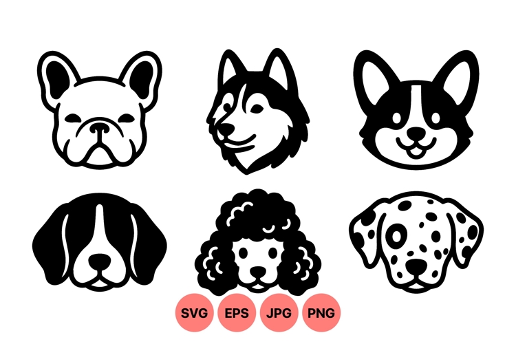 Minimal Black Dog Face Silhouette Clipart