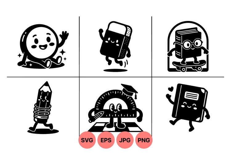 Adorable School Supplies SVG Clipart Design Kit