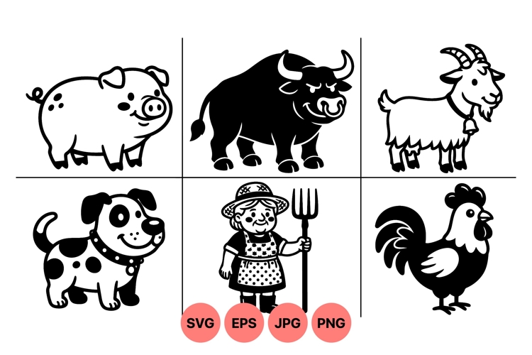 Cute Farm Animal Cartoon Clipart