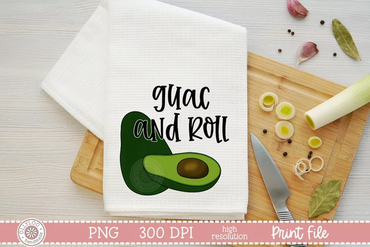Guac and Roll | Funny Food Pun Sublimation Design