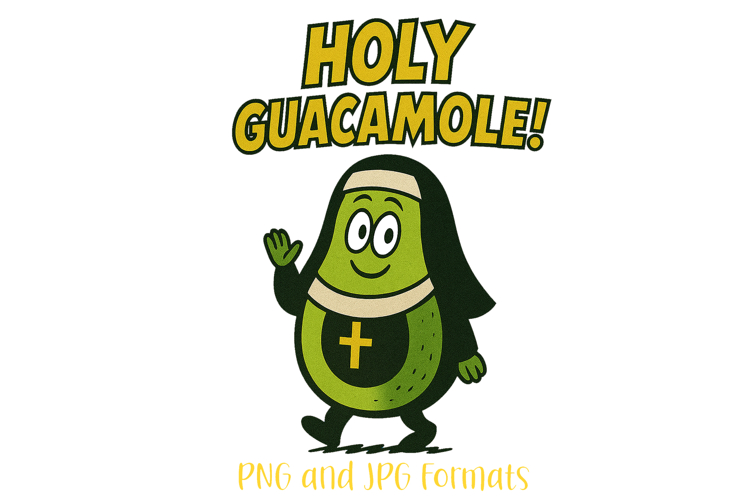 Holy Guacamole Pun Logo Slogan Illustration PNG Cartoon