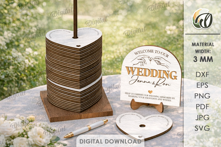 Guest Book Alternative Lasercut. Wedding Sign With Stand SVG