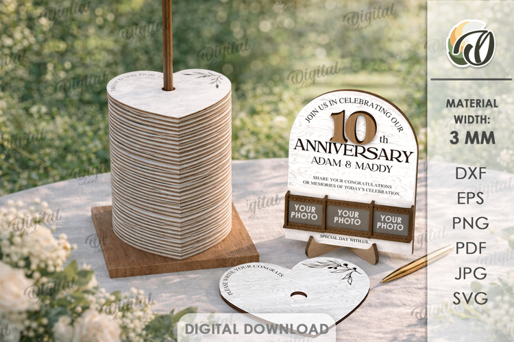 Guest Book Alternative Laser Cut. Anniversary Sign SVG