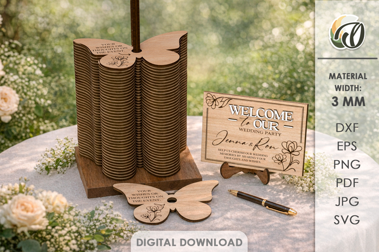 Guest Book Alternative Lasercut. Wedding Sign With Stand SVG