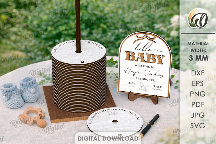 Guest Book Alternative Laser Cut. Baby Shower Sign SVG