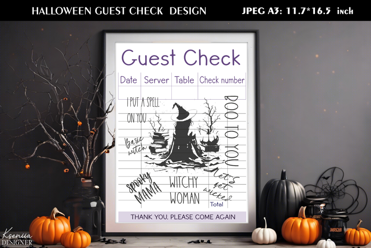 Halloween Witch Guest Check|Printable Spooky Poster
