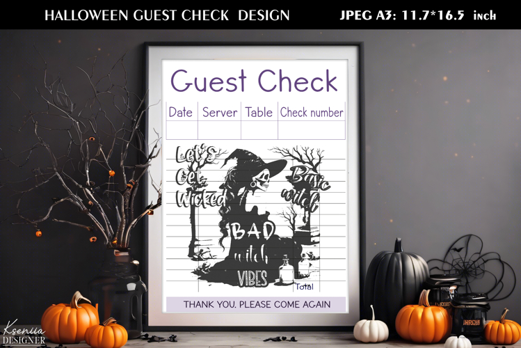 Halloween Witch Guest Check|Printable Spooky Poster