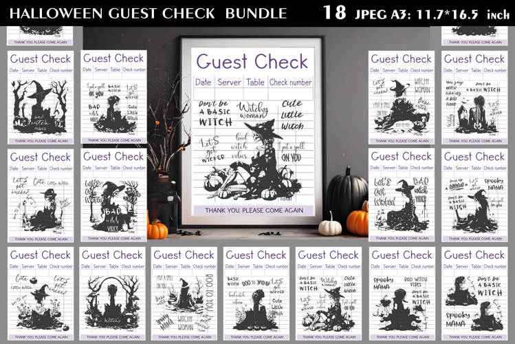 Halloween Witch Guest Check|Printable Spooky Poster Bundle example image 1