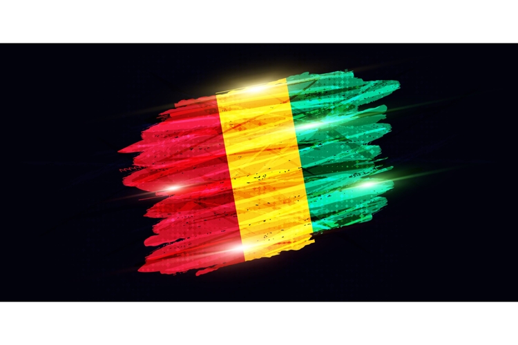 Guinea National Flag with Grunge Brush Stroke Style