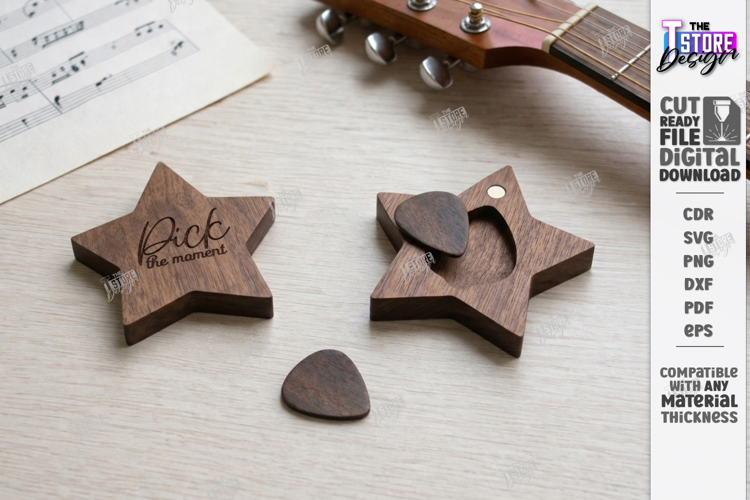 Guitar Pick Holder Laser Cut | Storage Box | Heart Pick Box