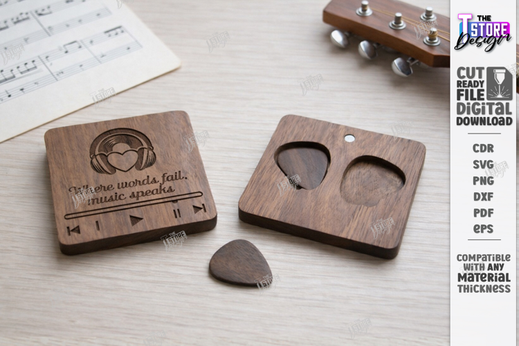 Guitar Pick Holder Laser Cut | Storage Box | Heart Pick Box