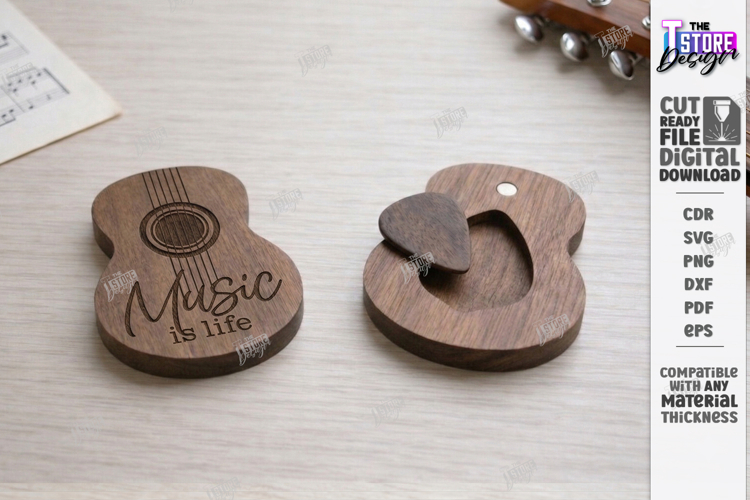 Guitar Pick Holder Laser Cut | Storage Box | Heart Pick Box
