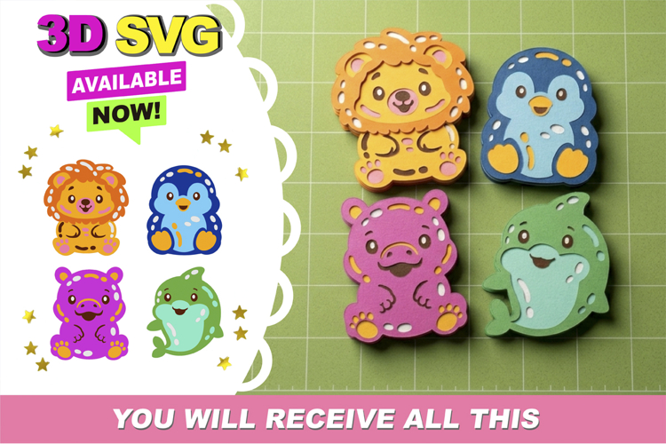 Gummy Animals Kawaii 3D SVG