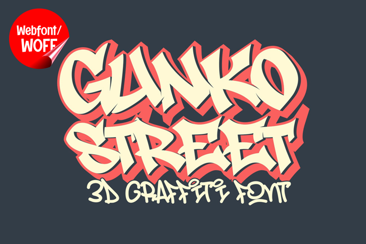 Gunko Street | 3D Layered Graffiti Webfont for Urban Design
