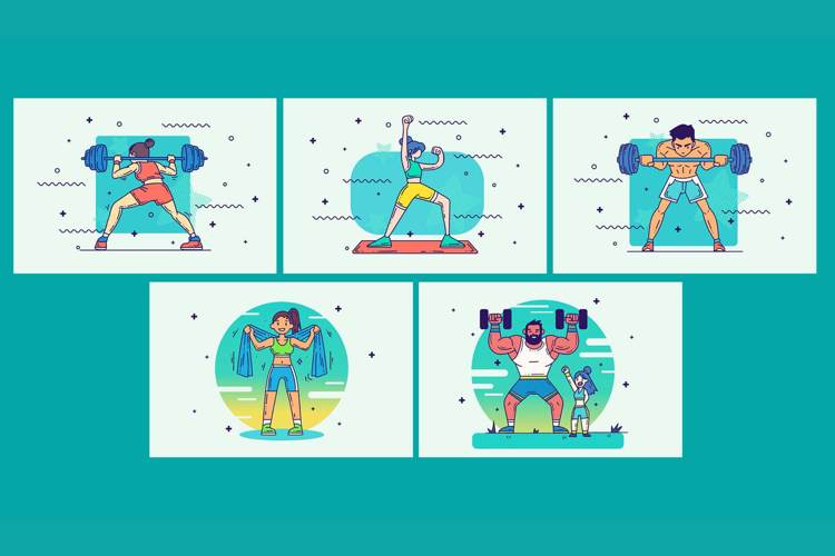 Gym and Wellness Training Illustrations