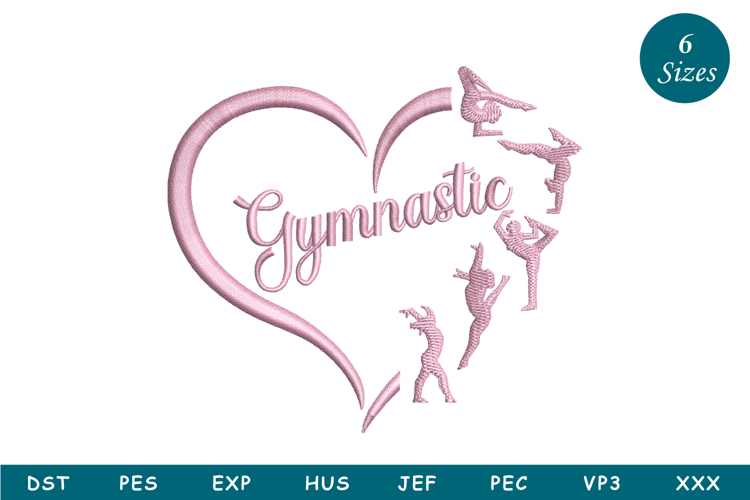 Gymnastic Heart Machine Embroidery Design