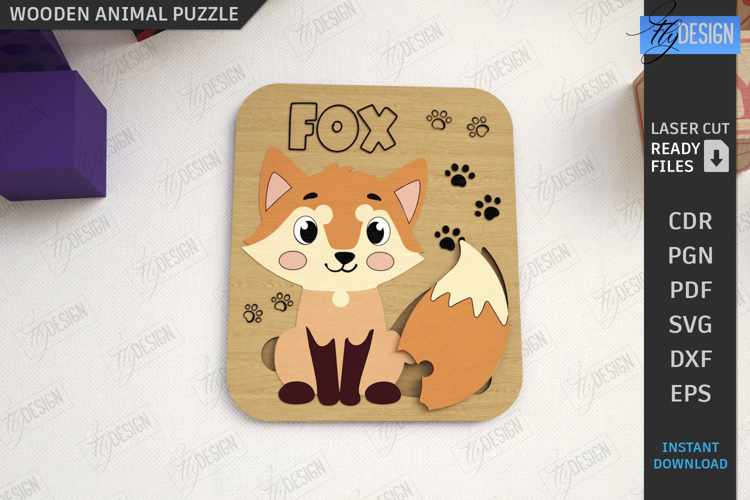 Kids Blocks Puzzle Laser Cut| Wooden Toy|Board Game|Animals