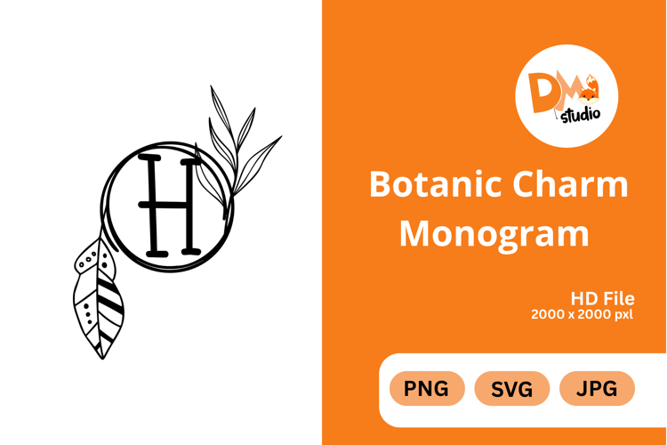 Botanic Charm Monogram -Elegant Floral Letters SVG, PNG, JPG