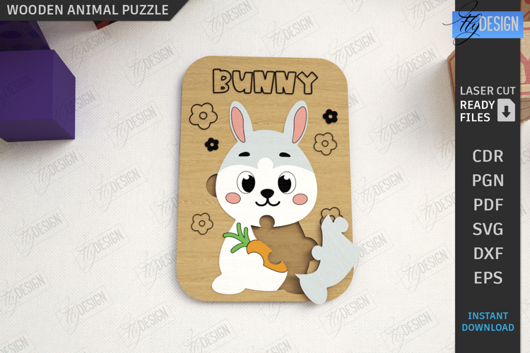Kids Blocks Puzzle Laser Cut| Wooden Toy|Board Game|Animals