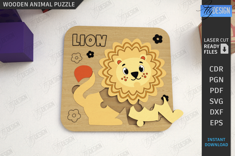 Kids Blocks Puzzle Laser Cut| Wooden Toy|Board Game|Animals