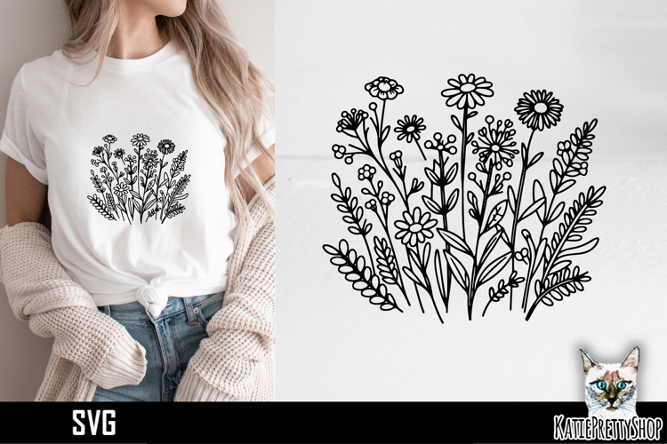 Flower Svg, Flower Meadow Svg, Wildflower Svg