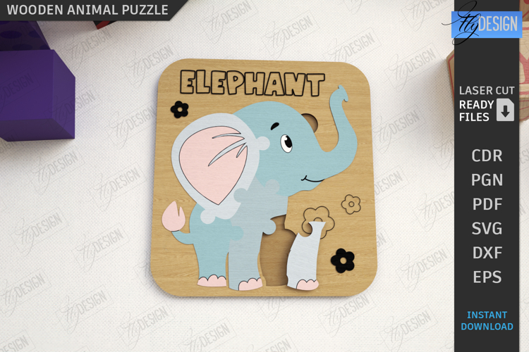Kids Blocks Puzzle Laser Cut| Wooden Toy|Board Game|Animals
