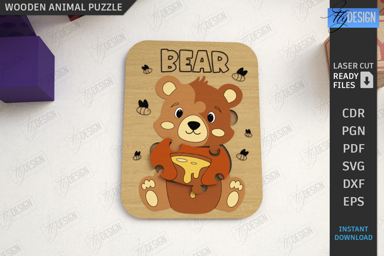 Kids Blocks Puzzle Laser Cut| Wooden Toy|Board Game|Animals