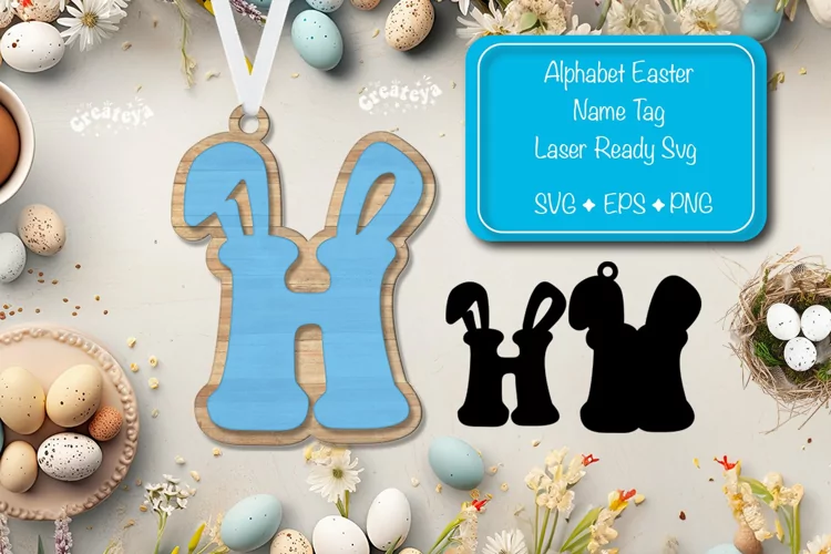 Alphabet Letter H Easter basket tags Easter tag Laser Cut