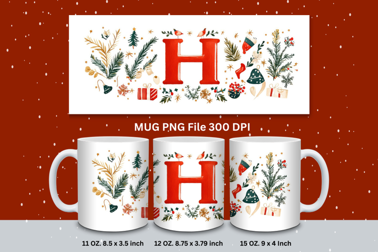 Christmas Mug Customizable Custom Winter Coffee Cup Letter H