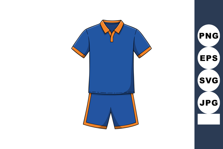 Blue sportswear set with orange trim polo shirt and shorts a