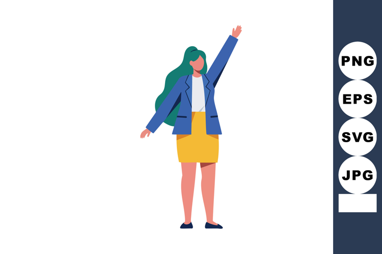 Businesswoman with green hair wearing blue blazer and yellow
