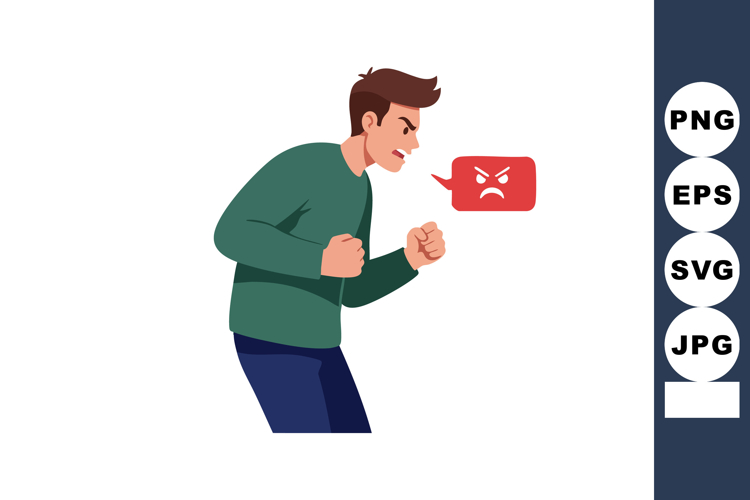 Angry young man expressing frustration with clenched fists a