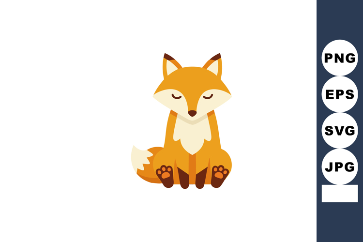 Cute fox sitting calm orange and cream vector illustration d
