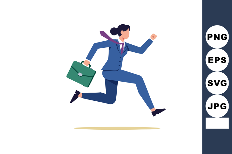 Businesswoman running with briefcase energetic professional