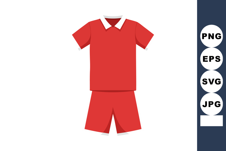 Red sports shirt and shorts uniform set with white collar an