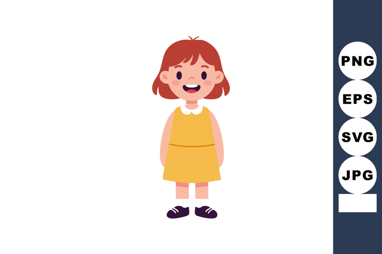 Girl with red hair in yellow dress smiling happy standing ch
