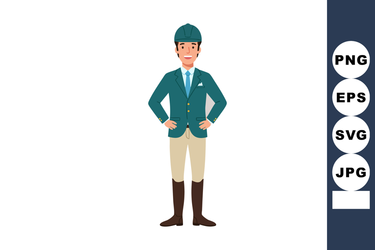 Equestrian man standing confidently in riding outfit with he