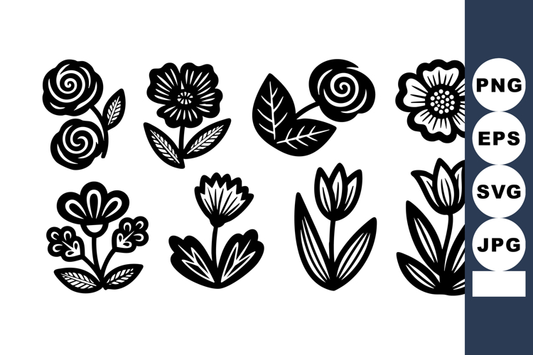 Flower Clipart Black And White Image 3