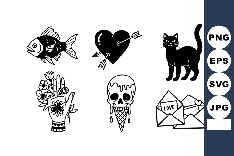 Black And White Cat Clipart Image 3