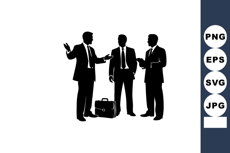 Businessmen discussing work with briefcase standing in forma