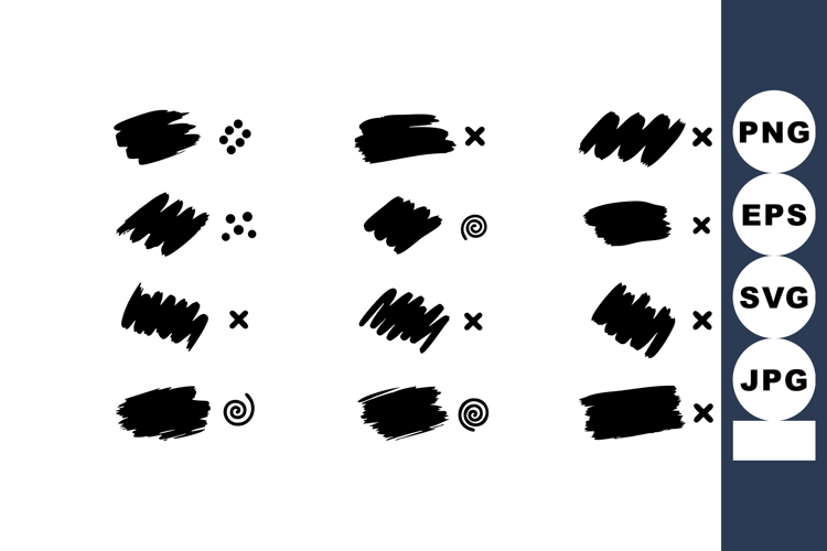 Black Ink Brush Strokes and Artistic Marks Vector Set for Cr