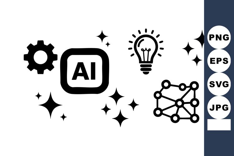 Artificial intelligence concept with gear lightbulb and netw