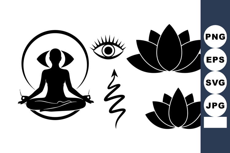 Minimalist Yoga Silhouettes Vector Icon Bundle for Wellness