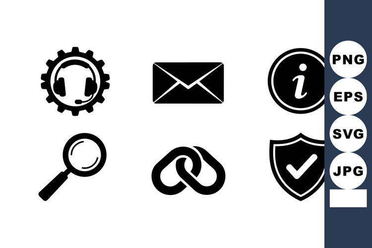 Monochrome UI Icon Vector Set for Web Design