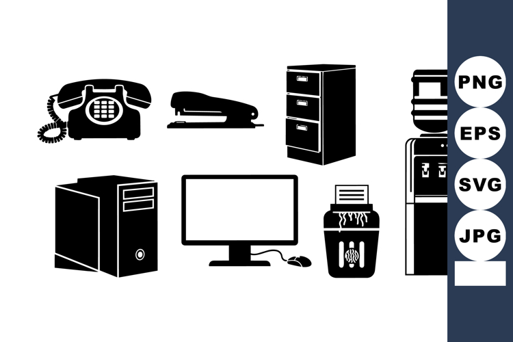 Office Supplies Vector Icon Set For Digital Designs